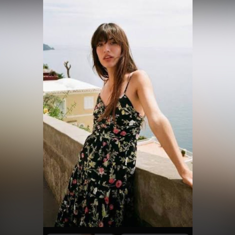 New Zara Floral Spaghetti Strap Dress Size Medium